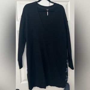 Free People heart it lace up sweater dress.  Black size medium.